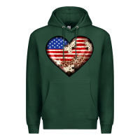Sports Green western usa flag heart Premium Hoodie - JahusDesignShop
