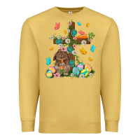 Antique Gold Western Rabbit with Cross Easter Day Premium Sweatshirt - HowdyJamesFarm