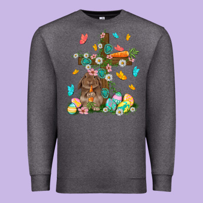 Western Rabbit With Cross Easter Day Premium Sweatshirt Designed By Howdyjamesfarm