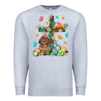 Heather Grey Western Rabbit with Cross Easter Day Premium Sweatshirt - HowdyJamesFarm