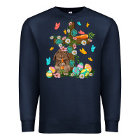 Navy Western Rabbit with Cross Easter Day Premium Sweatshirt - HowdyJamesFarm