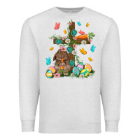 Oatmeal Heather Western Rabbit with Cross Easter Day Premium Sweatshirt - HowdyJamesFarm