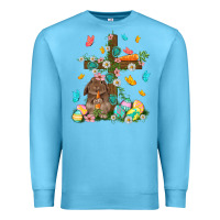 Ocean Blue Western Rabbit with Cross Easter Day Premium Sweatshirt - HowdyJamesFarm
