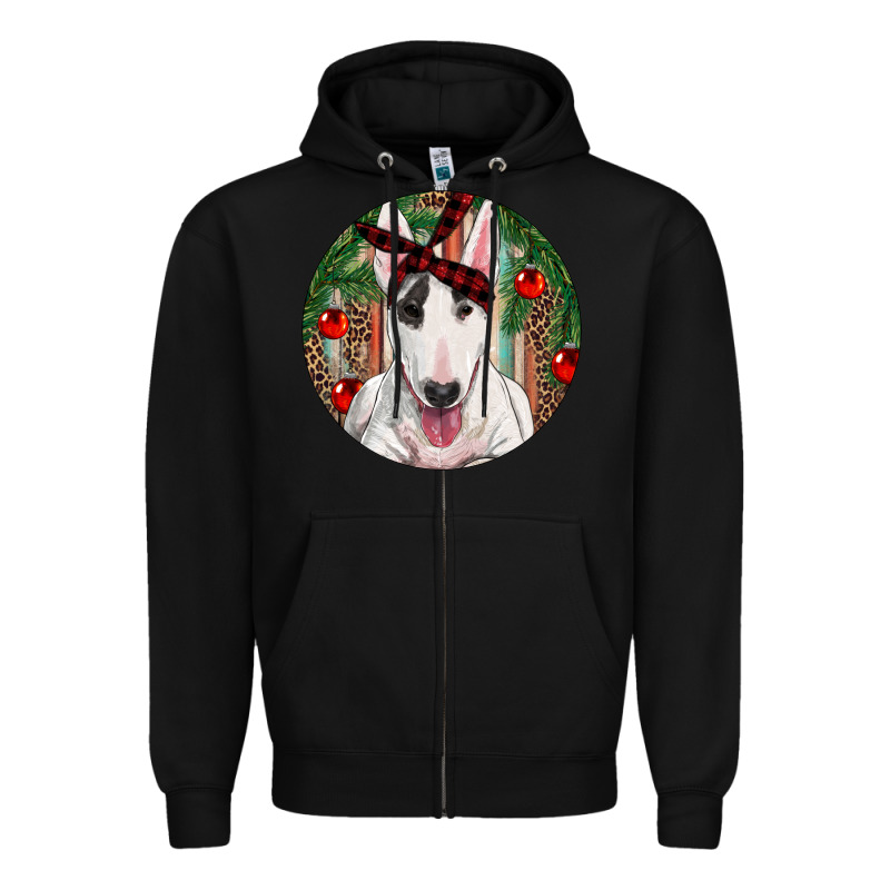 Christmas Bull Terrier Zipper Hoodie by RanaPortraitStore | Teevron