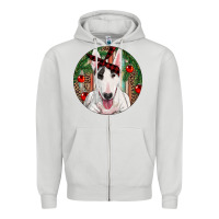 Dove Grey Christmas Bull Terrier Zipper Hoodie - RanaPortraitStore