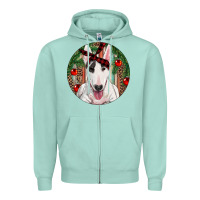 Seafoam Christmas Bull Terrier Zipper Hoodie - RanaPortraitStore