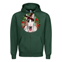 Sports Green Christmas Bull Terrier Zipper Hoodie - RanaPortraitStore