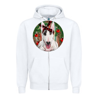 White Christmas Bull Terrier Zipper Hoodie - RanaPortraitStore