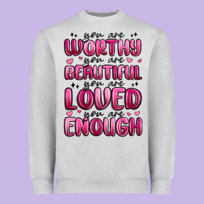 You Are Worthy You Are Beautiful Heavyweight Sweatshirt Designed By Maliassmallbusiness