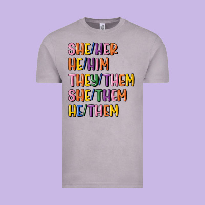 Lgbtq Pronouns Vintage Tee Designed By Maliassmallbusiness