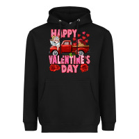 Black Happy Valentine's day red truck Heavyweight Hoodie - HowdyJamesFarm