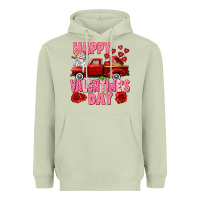 Matcha Happy Valentine's day red truck Heavyweight Hoodie - HowdyJamesFarm