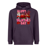 Plum Happy Valentine's day red truck Heavyweight Hoodie - HowdyJamesFarm