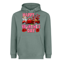 Sage Happy Valentine's day red truck Heavyweight Hoodie - HowdyJamesFarm