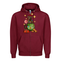 Burgundy Christmas coffee cup with Labrador Zipper Hoodie - RanaPortraitStore