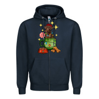 Navy Christmas coffee cup with Labrador Zipper Hoodie - RanaPortraitStore
