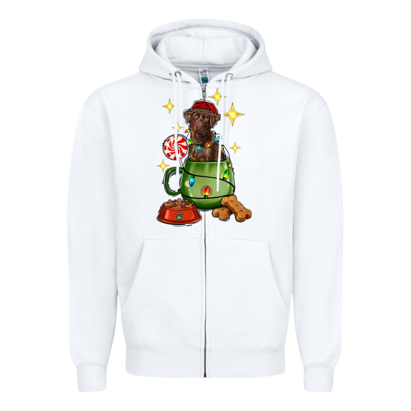 Christmas Coffee Cup With Labrador Zipper Hoodie by RanaPortraitStore | Teevron