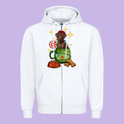 Christmas Coffee Cup With Labrador Zipper Hoodie Designed By Ranaportraitstore