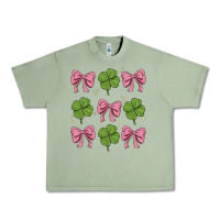 Oil Green coquette bow clover st. patrick's day Urban Heavy Tee - MaliasSmallBusiness