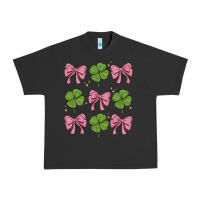 Pigment Black coquette bow clover st. patrick's day Urban Heavy Tee - MaliasSmallBusiness