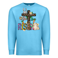 Ocean Blue He is risen Easter Day Premium Sweatshirt - HowdyJamesFarm