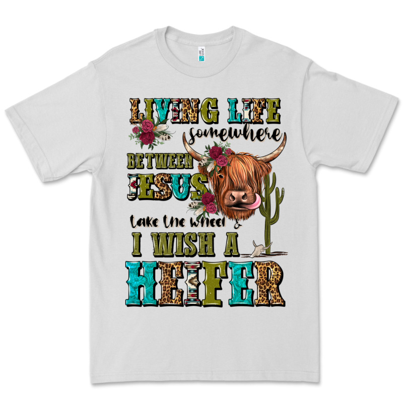 Living Life Somewhere Between Jesus Take The Wheel Premium Tee by JahusDesignShop | Teevron