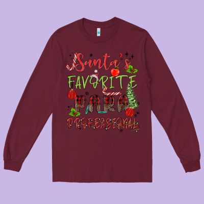 Santa's Favorite Para Professional Long Sleeve Tee Designed By Maliassmallbusiness