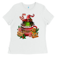 White christmas coffee afro gnome Ladies Tee - FaDigitalArtStudio