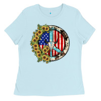 Baby Blue Peace sign Ladies Tee - JahusDesignShop