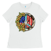 White Peace sign Ladies Tee - JahusDesignShop