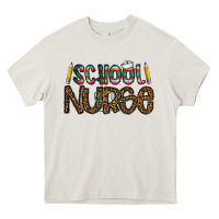 Cream school nurse Heavy Core Tee - CowhideDigitalArt