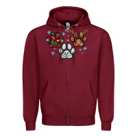 Burgundy Christmas paws Zipper Hoodie - RanaPortraitStore