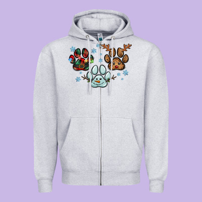 Christmas Paws Zipper Hoodie Designed By Ranaportraitstore