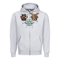 Heather Grey Christmas paws Zipper Hoodie - RanaPortraitStore