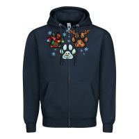 Navy Christmas paws Zipper Hoodie - RanaPortraitStore