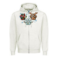 Oatmeal Heather Christmas paws Zipper Hoodie - RanaPortraitStore