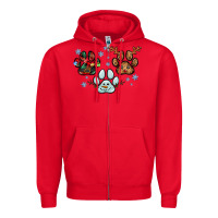 Red Christmas paws Zipper Hoodie - RanaPortraitStore