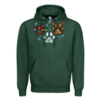 Sports Green Christmas paws Zipper Hoodie - RanaPortraitStore