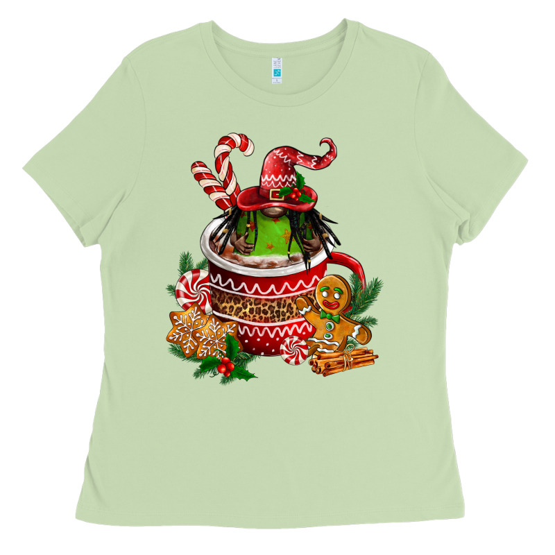 Christmas Coffee Afro Gnome Ladies Tee by FaDigitalArtStudio | Teevron