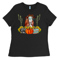 Black Fall Cow Ladies Tee - CowhideDigitalArt