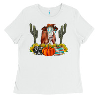 White Fall Cow Ladies Tee - CowhideDigitalArt