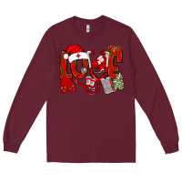 Burgundy christmas love nurse Long Sleeve Tee - NancyCooperArtShop