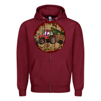 Christmas Tractor Zipper Hoodie | Teevron