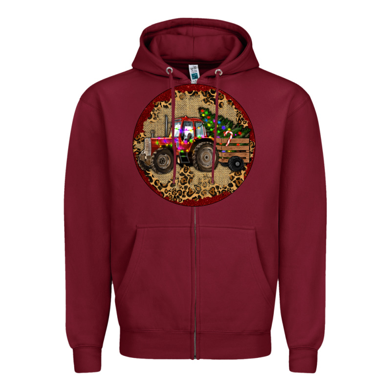 Christmas Tractor Zipper Hoodie by RanaPortraitStore | Teevron