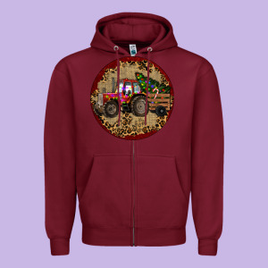 Christmas Tractor Zipper Hoodie Designed By Ranaportraitstore