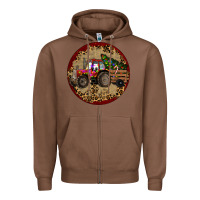 Chestnut Christmas Tractor Zipper Hoodie - RanaPortraitStore
