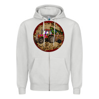 Dove Grey Christmas Tractor Zipper Hoodie - RanaPortraitStore