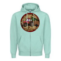 Seafoam Christmas Tractor Zipper Hoodie - RanaPortraitStore
