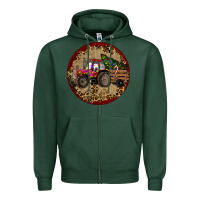 Sports Green Christmas Tractor Zipper Hoodie - RanaPortraitStore