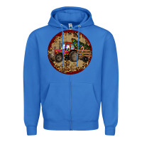 True Royal Christmas Tractor Zipper Hoodie - RanaPortraitStore